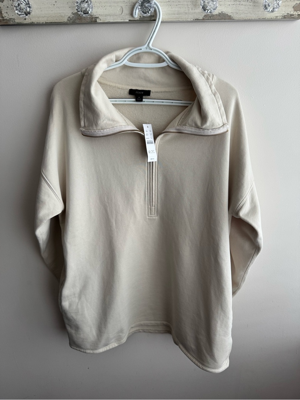 J. Crew Cream Half-Zip Pullover Sweater